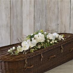 White and Green Eco-Friendly Casket Tribute